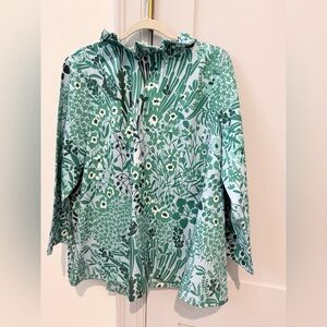 Tuckernuck Faye Blouse. Wildflower. Back Bow. Ruffled Collar. Size XXL.